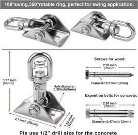 img 1 attached to Премиум набор для подвешивания из нержавеющей стали: крюки для качелей, пружины для гамака, карабины-вертолетики и замок-карабины для деревянных конструкций, шинная качель, трапеция-сиденье йоги.