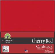 🍒 vibrant cherry red 12x12 cardstock - 100lb cover | 25 sheets by clear path paper logo