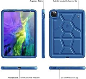 img 3 attached to 🐢 Poetic TurtleSkin Series iPad Pro 11 2020 & 2018 Case - Heavy Duty Shockproof Navy Blue Cover