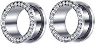 stainless steel crystal rhinestone ear tunnels plugs - gauges stretcher earrings with screw, expander for enhanced seo logo