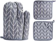 🧤 premium grey 4-piece set: bbq gloves, oven mitts, and pot holders - silicone non-slip cooking gloves with recycled cotton infill for baking, grilling, and cooking logo