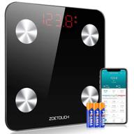📊 zoetouch body fat scale with bia technology & baby mode - smart bmi scale for body composition analysis, syncs with 1byone apple health google fit fitbit app - supports up to 396 lbs - color: black logo
