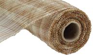 🎀 decorative poly mesh ribbon - 10 inch x 30 feet - multi-stripe (ivory, brown, natural) logo