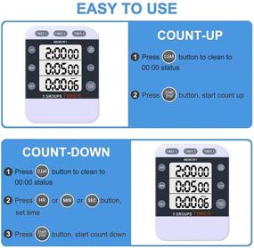 img 2 attached to HomeMall Digital Dual Kitchen Timer with Magnetic Back - Cooking Timer, 3 Channels Count Up & Down Timer, Large Display, Adjustable Volume, ON/Off Switch Stopwatch - Battery Included