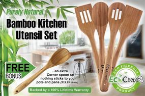 img 3 attached to 🌍 Efficient and Earth-Friendly: EcoCheph 4-Piece Non Scratch Bamboo Utensil Set