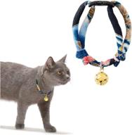 🐱 necoichi chirimen cat collar with lucky clover bell, premium crafted in japan, universal size for all breeds логотип