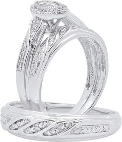 img 3 attached to 💍 Dazzlingrock Collection 0.12 Carat (ctw) Round White Diamond Men's & Women's Marquise Shape Engagement Ring Trio Set