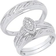 💍 dazzlingrock collection 0.12 carat (ctw) round white diamond men's & women's marquise shape engagement ring trio set logo