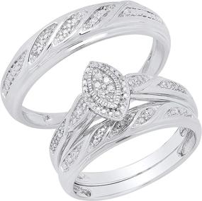 img 4 attached to 💍 Dazzlingrock Collection 0.12 Carat (ctw) Round White Diamond Men's & Women's Marquise Shape Engagement Ring Trio Set