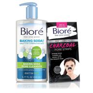 bioré combination skin baking soda pore cleanser (6.77 oz) + one bioré nose pore strip with deep cleansing charcoal logo