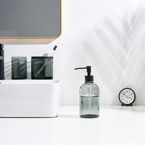 img 3 attached to 🛁 Add a Touch of Elegance to Your Bathroom with KMWARES 4-Piece Heavy Weight Gray Glass Bathroom Accessories Set