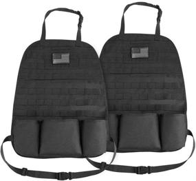 img 4 attached to 🚘 Molle Car Seat Back Organizer - JoyTutus 2 Pack for Wrangler SUV Trucks with 3 Pouches - Black
