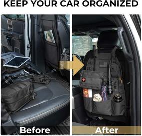 img 1 attached to 🚘 Molle Car Seat Back Organizer - JoyTutus 2 Pack for Wrangler SUV Trucks with 3 Pouches - Black