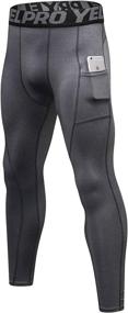 img 4 attached to Performance-Enhancing ShuQiaoSi Men's Compression Pants: Stay Dry and Cool with Baselayer Leggings - Includes Convenient Pocket