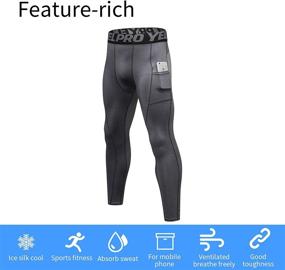 img 3 attached to Performance-Enhancing ShuQiaoSi Men's Compression Pants: Stay Dry and Cool with Baselayer Leggings - Includes Convenient Pocket