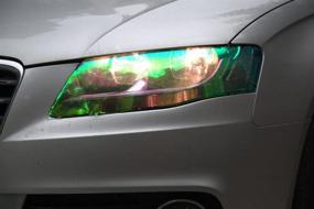 img 1 attached to 🚦 12X48 Self-Adhesive Shiny Chameleon LED Light Films - Bright Green Tint Vinyl Film for Headlights, Tail Lights, and Fog Lights