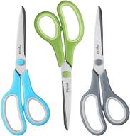 ✂️ flycut comfort grip scissors: 8 inch multipurpose 3-pack | heavy duty stainless steel blades for precise cutting of paper, cardboard, fabric, craft sewing | suitable for office, school, and home use logo