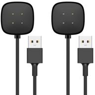 eucarlos 2 запас pack зарядное устройство кабель: 3,3 футовый кабель для зарядки usb док-станция для fitbit sense / versa 3 - премиальный заменитель питания для умных часов для здоровья и фитнеса. логотип