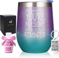 🎁 boost self-esteem with funny & practical gifts: 12oz vacuum insulated tumbler with keychain sock – ideal thank you, birthday & graduation gifts for women, coworkers, and friends logo