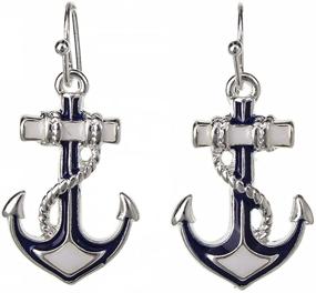 img 2 attached to ⚓ DianaL Boutique: Stunning Silvertone Nautical Anchor Earrings in Gift-Boxed Enamel – Stand Out with Fashionable Jewelry!