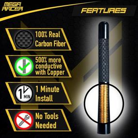 img 2 attached to 🚗 Mega Racer 1 x Nismo Racing Style 1 Piece 5-inch Carbon Fiber Car Antenna - FM AM Radio Antenna Truck Antenna, Short Antenna with Black Polished Finish - Top-Quality Vehicle Antennas