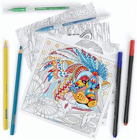 img 1 attached to 🎨 Arteza Adult Coloring Books, Animal & Doodle Designs, 2-Pack, 144 Sheets, 100 lb, 6.4x6.4 Inches, Anxiety & Stress Relief, Relaxation, Detachable Pages