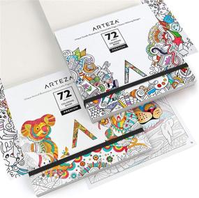 img 2 attached to 🎨 Arteza Adult Coloring Books, Animal & Doodle Designs, 2-Pack, 144 Sheets, 100 lb, 6.4x6.4 Inches, Anxiety & Stress Relief, Relaxation, Detachable Pages