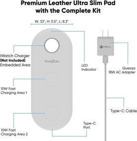 img 2 attached to Quezqa 3 in 1 Wireless Charging Pad - Multiple Device Charging Station - Leather Mat Compatible with Airpods Pro Apple Watch Series 5 4 3 iPhone 11 Pro Max Xs Xr - Includes QC 3.0 Adapter (White)