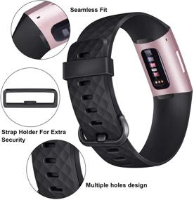 img 2 attached to Premium 3 Pack Silicone Bands for Fitbit Charge 4 - Stylish Replacement Wristbands for Fitbit Charge 3/3 SE (Large, Black, Rose Gold, Grey)