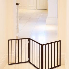 img 1 attached to 🐾 Pet Gate for Doorways, Stairs, or House - Freestanding, Folding Accordion Style - Wooden Indoor Dog Fence - Enhanced Collection by Petmaker