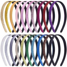 img 4 attached to 🌈 Duufin 20-Piece Glitter Headbands - Colorful, Sparkling Plastic Hairbands for Girls and Women in 20 Vibrant Colors