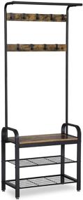 img 4 attached to 🧥 Industrial Coat Rack with Shoe Bench for Entryway - VASAGLE Hall Tree, Steel Frame Accent Furniture, 3-in-1 Design, Easy Assembly, Rustic Brown and Black UHSR40B