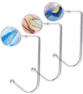 💼 convenient and stylish purse hook hanger for women - set of 3 pretty marble hooks logo