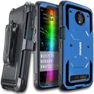 📱 covrware aegis series case for moto z3 play / moto z3 - full-body rugged holster armor case with built-in screen protector, blue - belt swivel clip and kickstand included logo