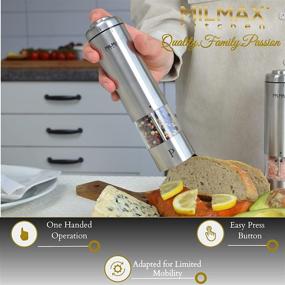 img 1 attached to 🧂 Milmax Kitchen Electric Salt and Pepper Grinder Set: Efficient Stainless Steel Shakers with LED Light - Automatic Grinding Set