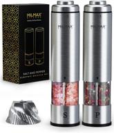 🧂 milmax kitchen electric salt and pepper grinder set: efficient stainless steel shakers with led light - automatic grinding set logo