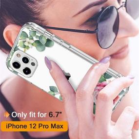 img 3 attached to 🌸 GiiKa Чехол для iPhone 12 Pro Max с защитным пленкой для экрана - прозрачный цветочный чехол с полной защитой от ударов для женщин, чехол для телефона с бампером TPU для iPhone 12 Pro Max с дизайном камелии.