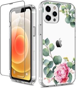 img 4 attached to 🌸 GiiKa iPhone 12 Pro Max Case with Screen Protector - Clear Floral Full Body Shockproof Hard Case for Women, TPU Bumper Cover Phone Case for iPhone 12 Pro Max with Camellia Design