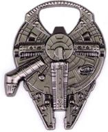 🚀 star wars millennium falcon metal bottle opener zinc alloy - non-magnetic 2.4" version: the ultimate sci-fi collectible! logo