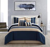 🛏️ chic home cs1220-023-an carlton 6-piece comforter set in queen size, elegant blue design logo