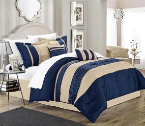 img 1 attached to 🛏️ Chic Home CS1220-023-AN Carlton 6-Piece Comforter Set in Queen Size, Elegant Blue Design