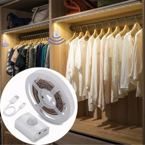 img 4 attached to Motion Activated LED Light Strip-KOLANDY Under Cabinet Lighting Closet Lights Rechargeable Battery Operated Motion Sensor Led Light Strip Indoor Flexible Night Light For Stairs