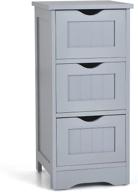 🚽 tangkula 3-drawer bathroom floor cabinet | anti-tipping freestanding side storage tower with wooden design | ideal for bathroom, home office | grey 12x12x25 inch logo