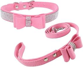 img 4 attached to 🐾 Stylish Dog Collar and Leash Set - Newtensina Fashion with Bow Tie, Bling, and Puppy Collar Leash for Dogs