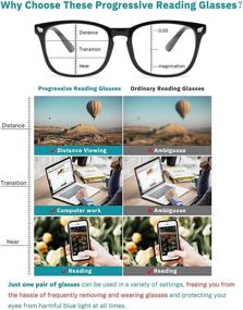 img 1 attached to 👓 Gaoye Blue Light Blocking Progressive Multifocus Reading Glasses for Women and Men – Computer Readers with Spring Hinge