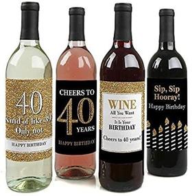 img 2 attached to 🎉 40th Birthday Celebration – Elegant Gold Wine Bottle Label Stickers Set of 4 – Ideal Adult Birthday Party Gift for Both Women and Men