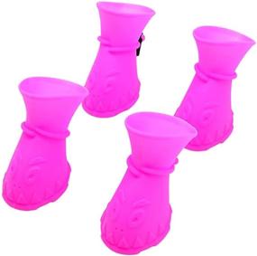 img 4 attached to 🐾 Chairlish 4PCS Waterproof Pet Boots, Dog Paw Protection Rain Snow Dog Shoes, Anti-Slip Silicone Dog Boots for Small Medium Dogs Cats Puppy - Enhanced SEO