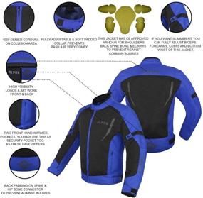 img 3 attached to 🏍️ High Visibility Mesh Motorcycle Jacket for Men's Riding: Blue, Small Size - Armored Protective Gear for Bikers Racing Dual Sport Bikes