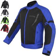 🏍️ high visibility mesh motorcycle jacket for men's riding: blue, small size - armored protective gear for bikers racing dual sport bikes logo
