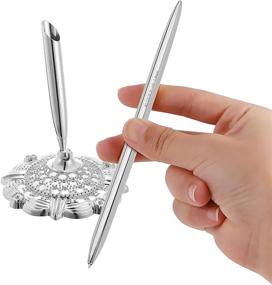 img 1 attached to RUTICH Hollow Round Pen Holder Signing Pen Set For Wedding Bridal Engagement Valentine'